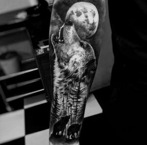 Wolf tattoo in Bournemouth